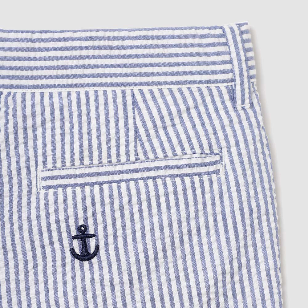 Edison Embroidered Seersucker Anchor Short