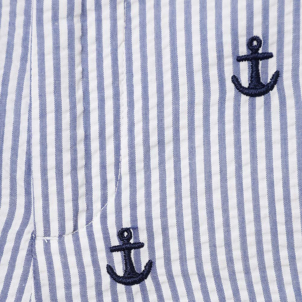 Edison Embroidered Seersucker Anchor Short