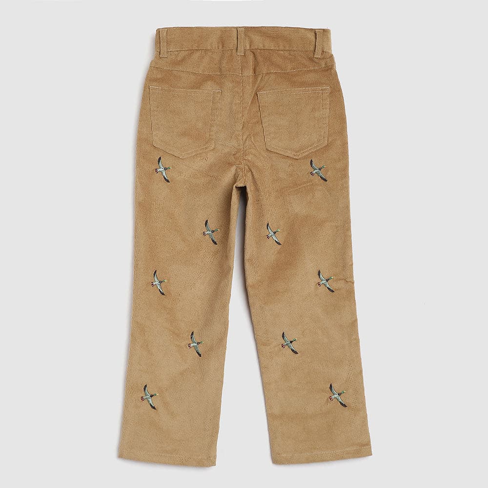 Boys & Toddler Cape Cod Corduroy Pants Back – Soft Stretch Cotton, Embroidered Duck Motif, Adjustable Fit for School & Outings