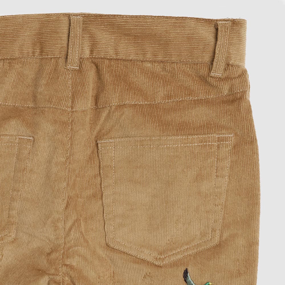 Boys & Toddler Cape Cod Corduroy Pants Back Detail– Soft Stretch Cotton, Embroidered Duck Motif, Adjustable Fit for School & Outings