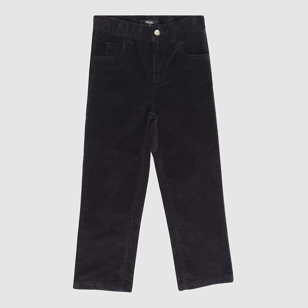 Boys & Toddler Cape Cod Corduroy Pants Black Front– Tailored Fit, Adjustable Waist, Soft Stretch Cotton for School & Play