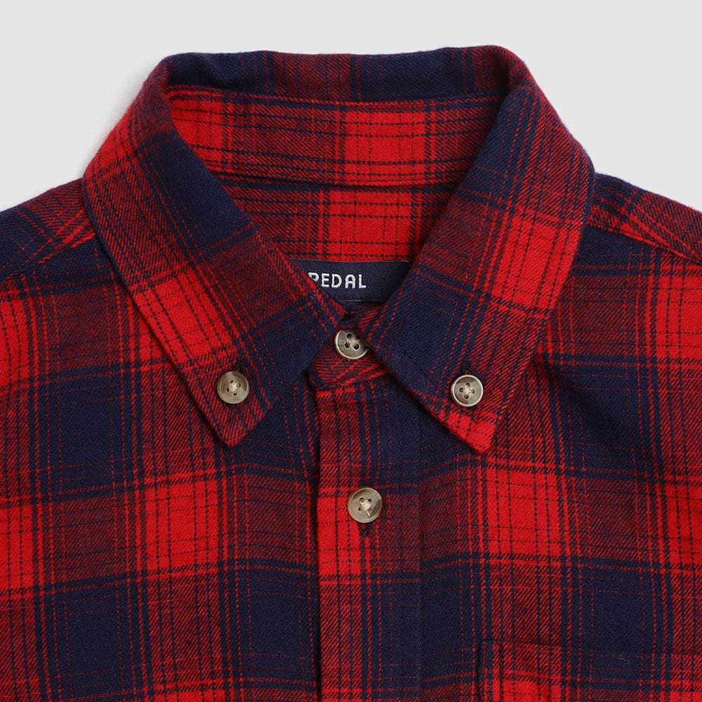 Kensington Brushed Red/Navy Button Down Shirt