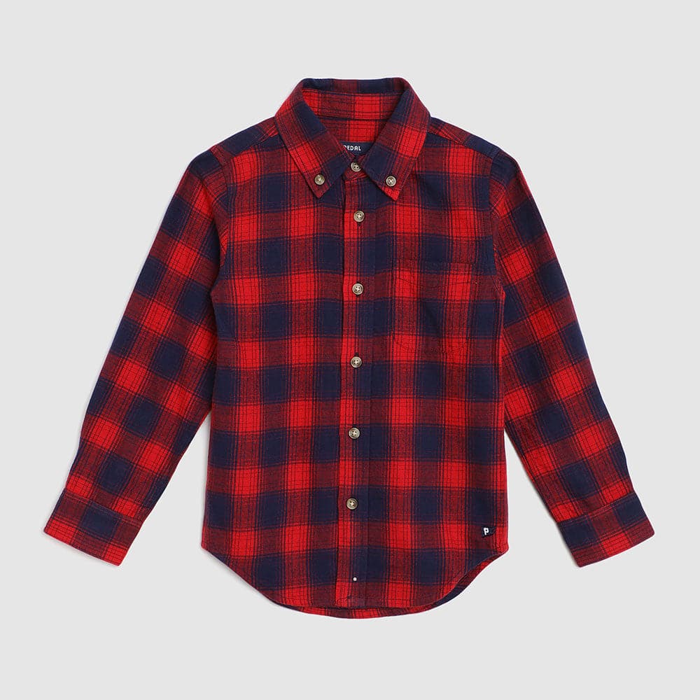 Kensington Brushed Red/Navy Button Down Shirt