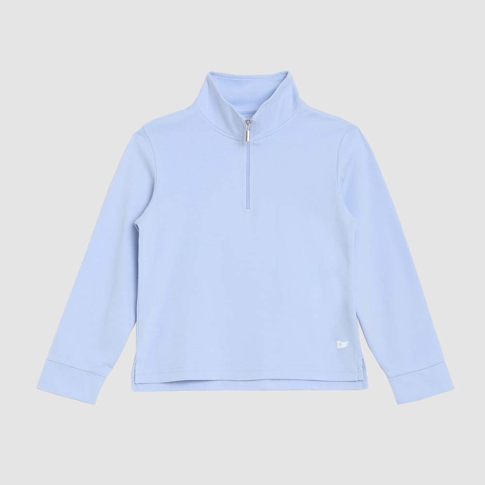Boys' and toddler Astor 1/4 zip pullover in light blue front view, perfect for layering and cooler weather