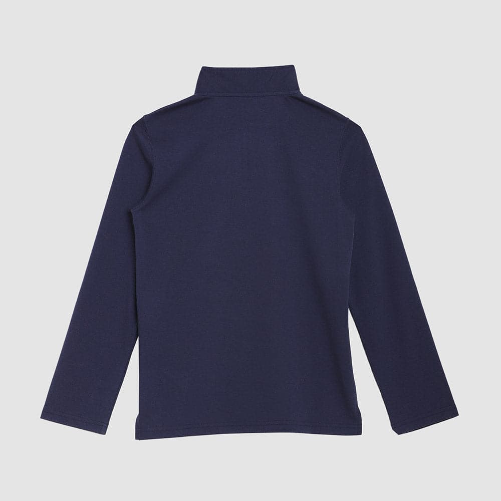 Boys' and toddler Astor 1/4 zip pullover in blue back view, perfect for layering and cooler weather