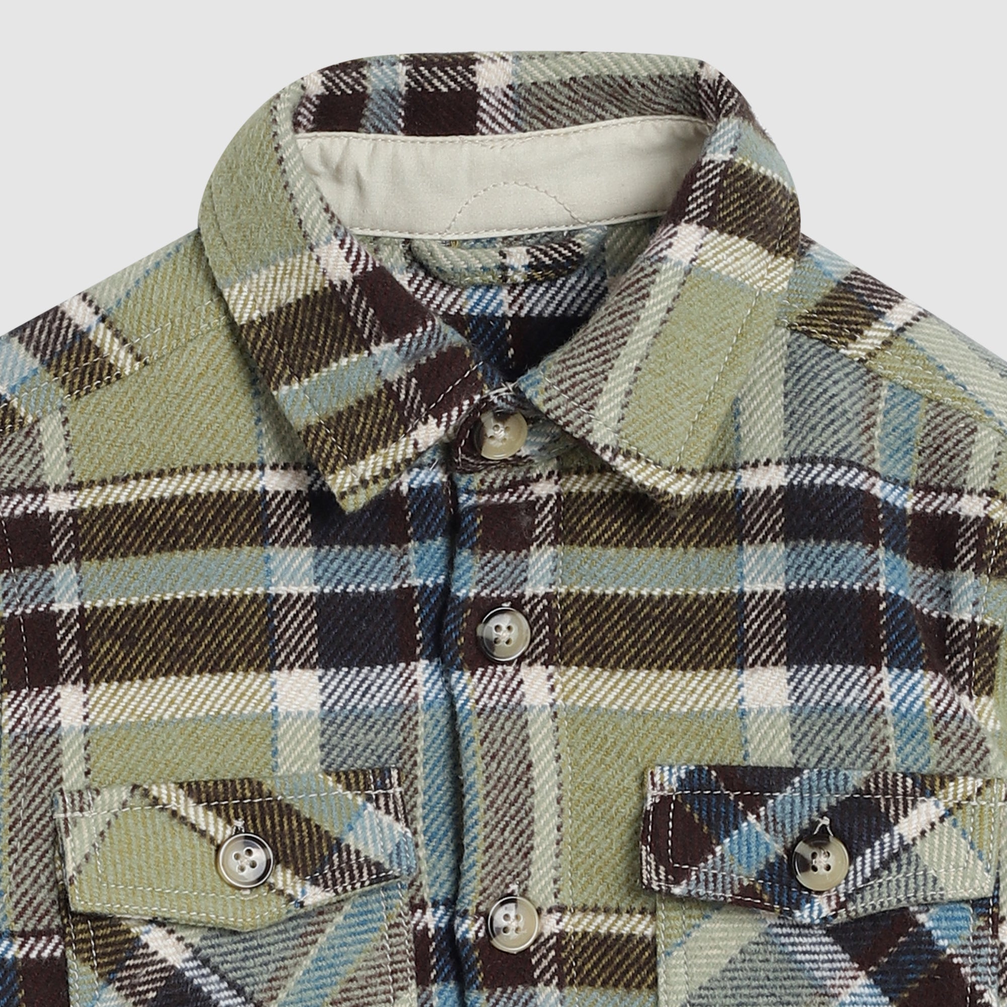 Madison Shacket Collar and Pocket Detail