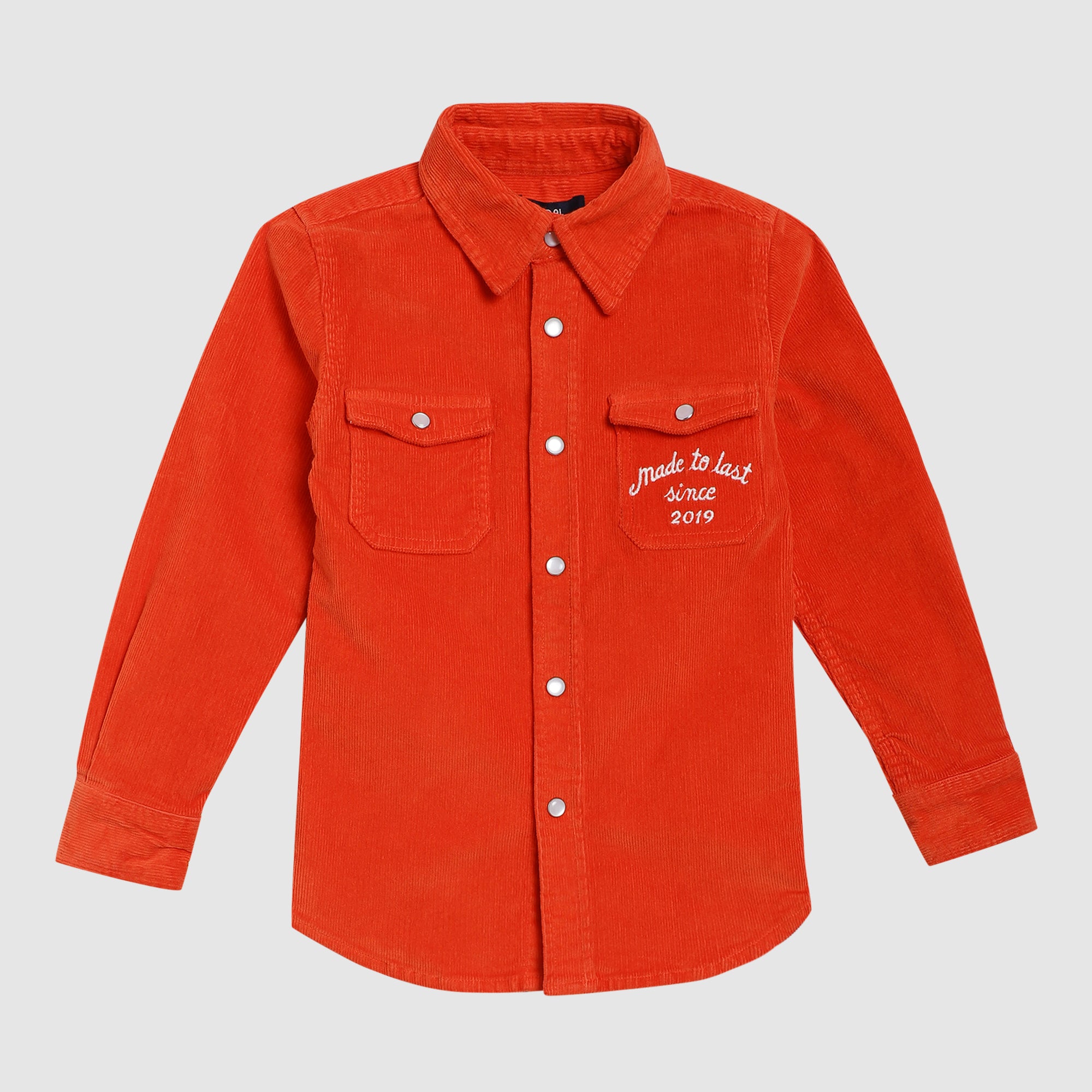 Hickory Button Up boys orange corduroy shirt