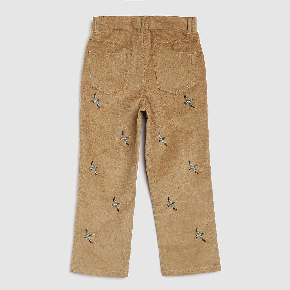 Stretch Straight Fit Embroidered Pant