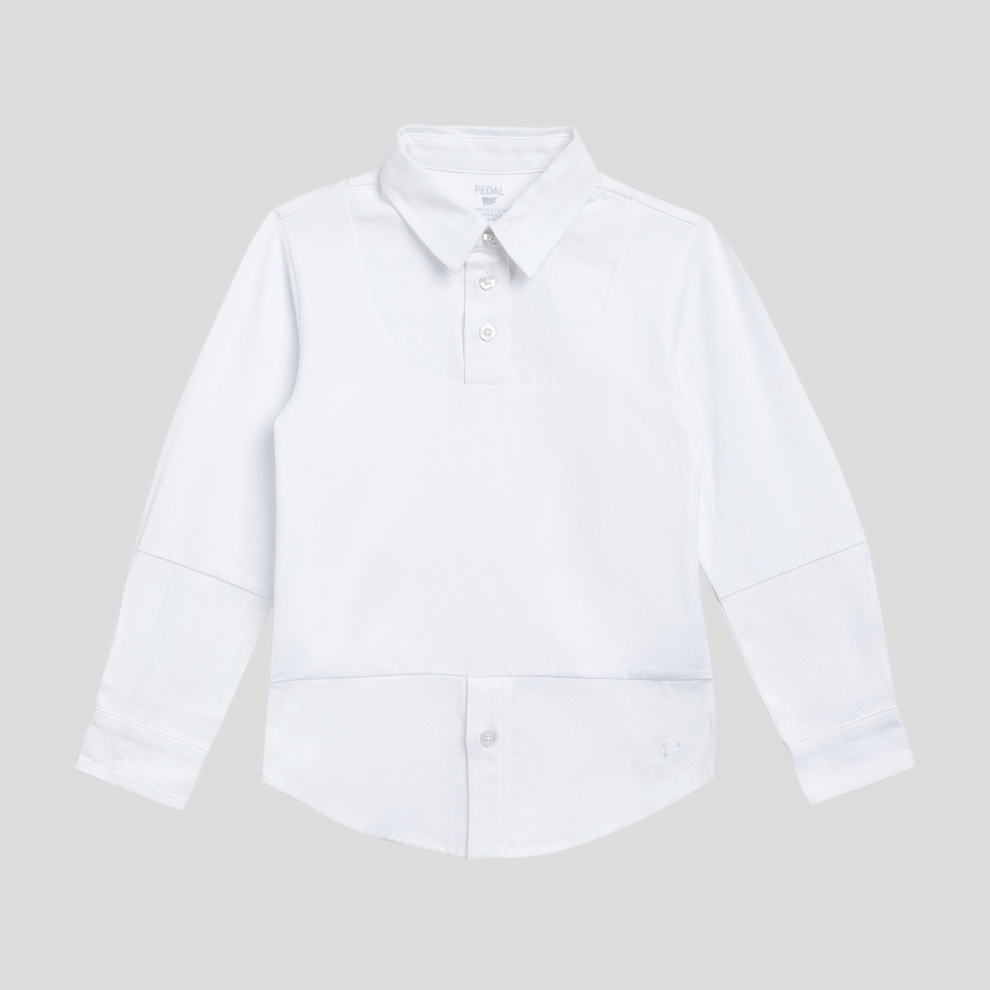 Meridian Hybrid boys dress shirt with structured collar and t-shirt body