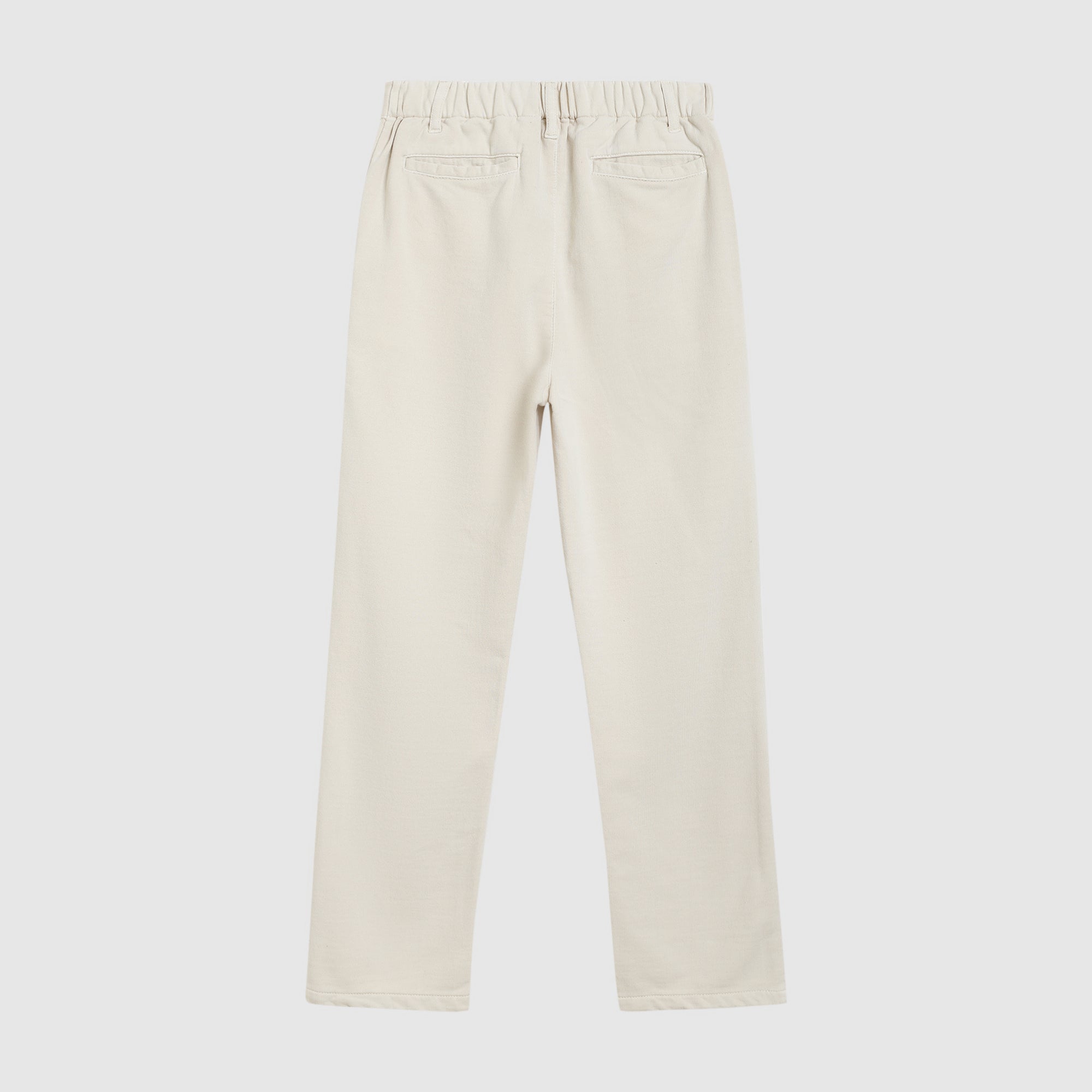 Chino-Flex elastic waist and sweatpant fabric detail"